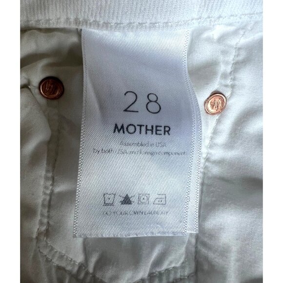 Mother The Looker Crop Jeans Fairest Off Them All White Denim Shorts Size 28 - Picture 5 of 16